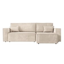 Canapé d'Angle Convertible Velours "Mollie" 269cm Beige