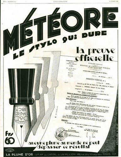 Publicité ancienne stylo