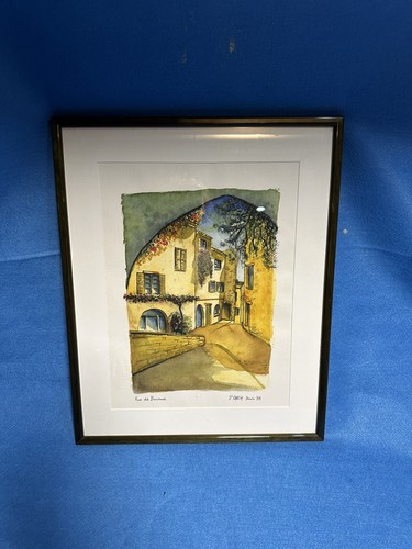 Tableau aquarelle signée rue - tableau,