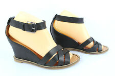 MINKA DESIGN Escarpins Sandales Talons Compensés Cuir Noir T 38 / Uk 5 TBE