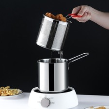 Mini Friteuse 304 Acier Inoxydable Petite Poêle pour Cuisine Maison et Ébullit
