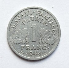 1 Franc 1944 (petit c) Etat Français Aluminium état TB 1gr26