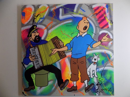 Tableau tintin haddock musique - tableau,