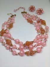 Vintage Gold Toned Pink and