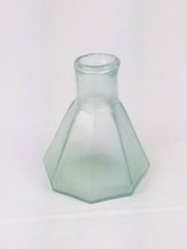 ANTIQUE Green Glass Octagonal