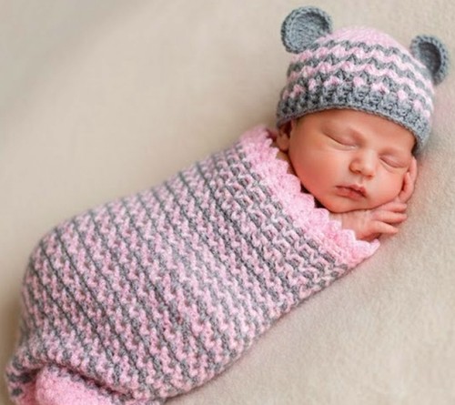 Crocheted baby sleeping - crocheted,