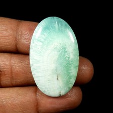 Cabochon en cristal d'Aragonite bleu naturel forme ovale pierre précieuse en ...