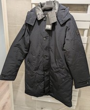 Parka THE KOOPLES bleu marine col en cuir noir Taille S