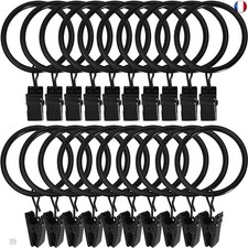 Gerhannery 30 Pièces Anneaux de Rideaux, avec Métal Pince, Robuste, A