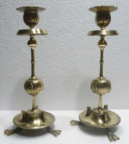 Paire bougeoirs anciens - paire, de