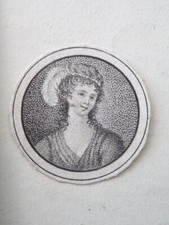 Ecole FRANCAISE XVIII GRAVURE MINIATURE PORTRAIT JEUNE FEMME DIRECTOIRE 1795