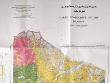 Ancienne carte géologique du Maroc Boudinar - 1984