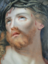 Portrait du Christ à la couronne d'épines - Plaque porcelaine - XIX°