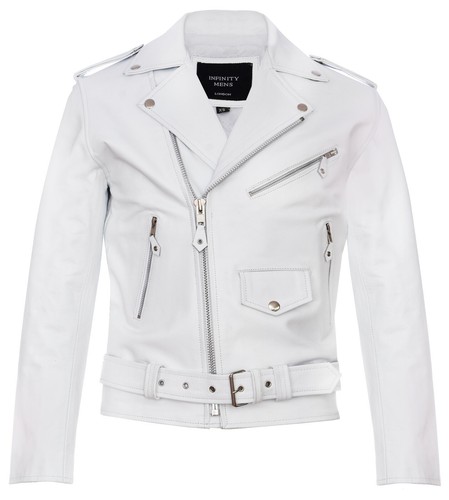 Veste motard cuir blanc - veste, de