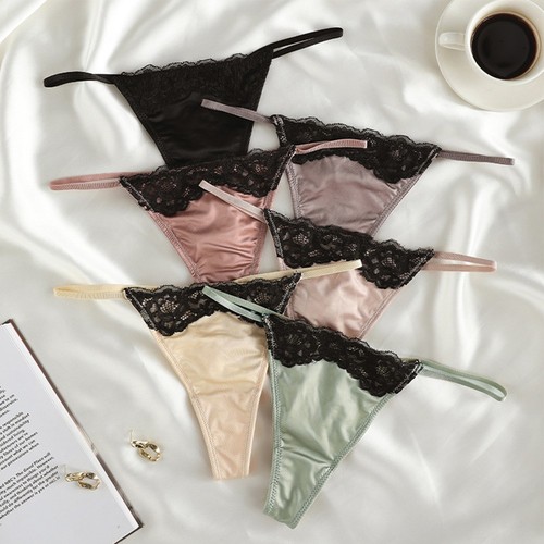 Slip femme satin dentelle - ,