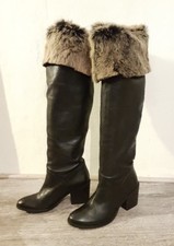 DESTOCKAGE BOTTES MONTANTES EN CUIR TAILLE 38 / BOTTES NOIR AVEC FOURRURE