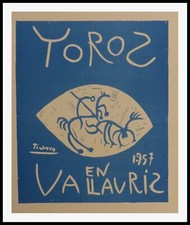 Pablo PICASSO : Toros en VALLAURIS 57, lithographie signée 1959