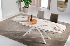 Table À Manger Effet Marbre Blanc Design Moderne Allongeable CIC-676