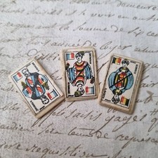 3 Cartes A Jouer Anciennes Miniature 2,2 cm Playing Card