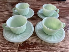 Service À Café En Opaline 4 Tasses Et Soucoupes 
