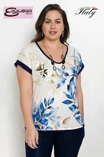 Equilibrio Pull Femme Manches Courtes Avec Collier Tailles Sur Made IN Italy