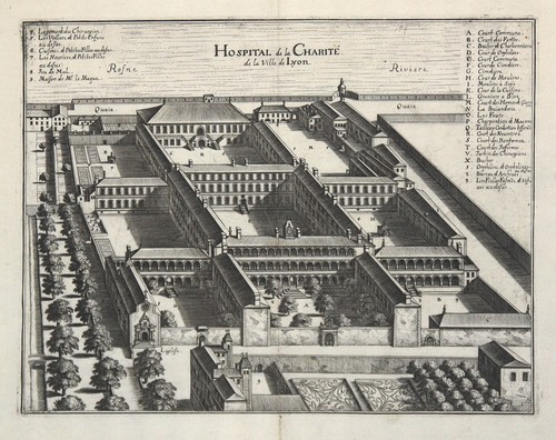 Lyon hôpital tableau gravure - tableau,