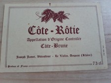 étiquette vin ancienne Côte Rôtie Cote Brune Jean Paul JAMET Rhone wine label