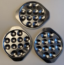 Lot de 3 assiettes rondes en inox avec poignée pour 12 Escargots