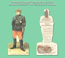 Chocolat Lombart, Illustration Marty chromo 1914-1918 n°144 Général de Castelnau