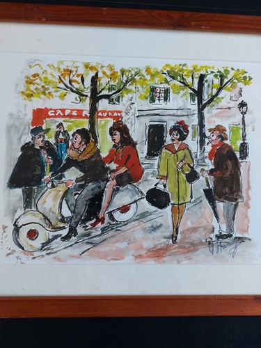 Grande aquarelle encadrée - grande,