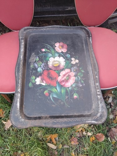 Plateau metal peint epoque - plateau,