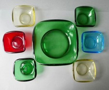 service à dessert en verre coloré, vintage années 70, Murano ?