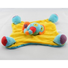 Doudou plat éléphant jaune bleu étoiles BAWI - 1196