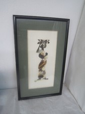 CADRE SOUS VERRE AILES PAPILLONS FEMME AFRICAINE   ENTOMOLOGIE