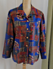 Corsage femme VINTAGE manches longues tissus imprimé multicolore PAUL MAUSNER