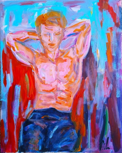 Peinture tableau homme - peinture, nu