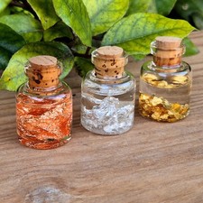 Fioles de Feuilles d'Or, d'Argent et de Cuivre - Lot de 3 Fioles