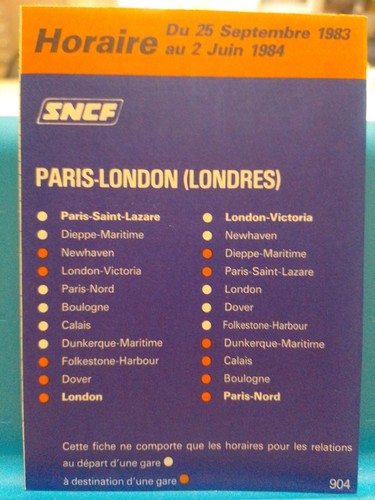 Horaires paris london - paris,