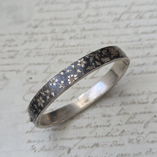 Bracelet argent massif niellé - argent,