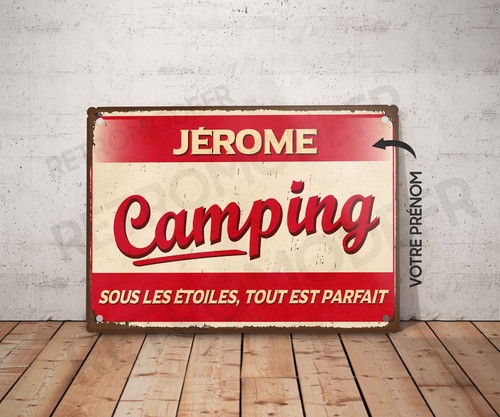 Plaque métal vintage camping - métal,