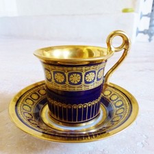 SUPERB ANTIQUE EARLY 19th CENT. OLD PARIS GILT PORCELAIN CUP & SAUCER 1820s (#2)