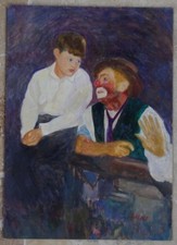 Tableau fin 19ème signé Laurence Clown cirque