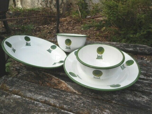 Assiettes 2 bols emaillees - assiettes,