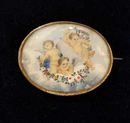 Broche ancienne peinture - broche,