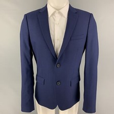 THE KOOPLES Taille 38 Marine Laine Cran Revers Manteau Sport