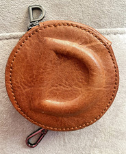 Porte monnaie, bourse, aumônière, crapaud · gousset,  CUIR   9cm initiale D