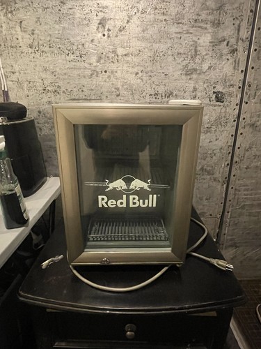 Red bull stainless mini fridge - red,