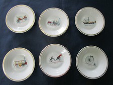 6 petites Assiettes diamètre 12 cm Véritable porcelaine de luxe Véhicules ancien