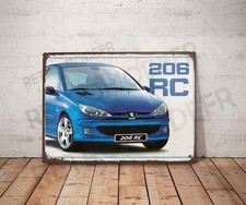 Plaque métal vintage Peugeot 206 RC Enseigne Garage Décoration Déco voiture