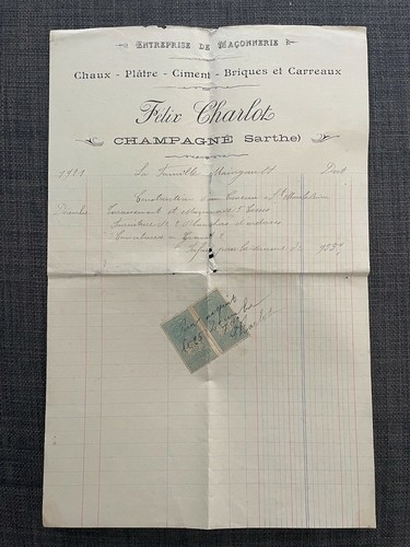 Ancienne facture felix charlot - ancienne,